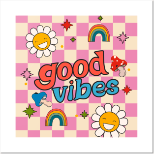 Good Vibes Pink Retro Posters and Art